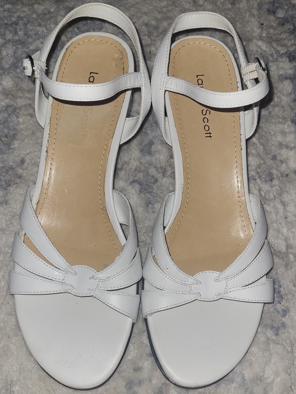 Laura Scott White Open-Toe Ankle Strap Sandals